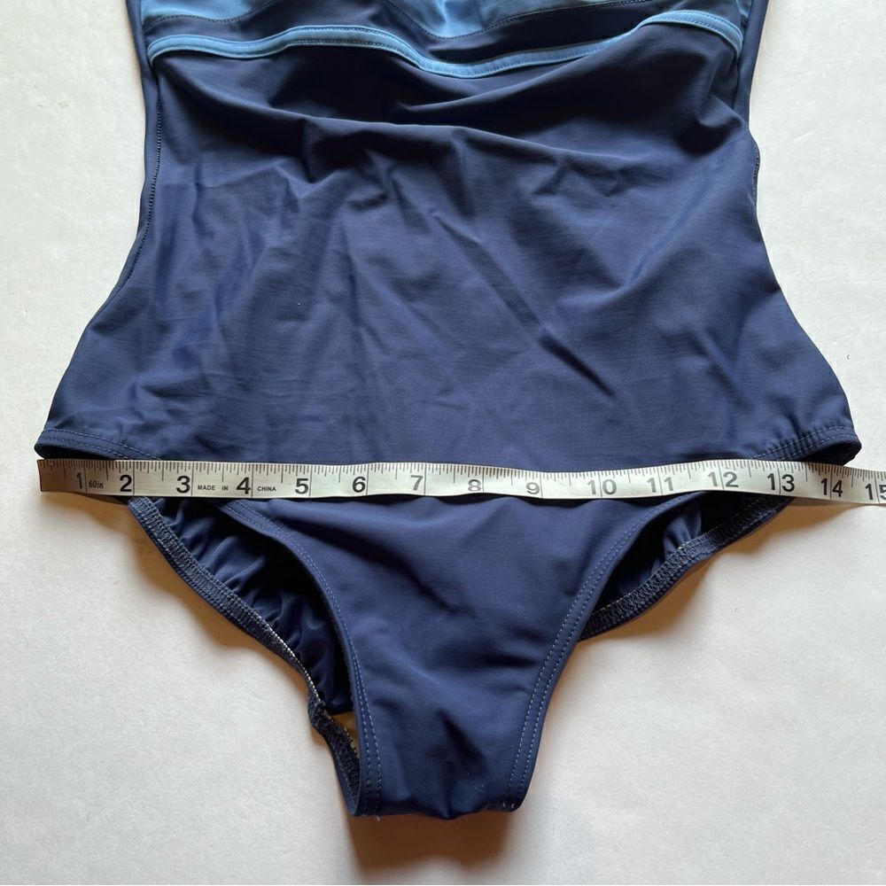 Lands' End Women's One Piece Tank Swim Suit Blue/Light Blue Size 10 - Picture 9 of 9